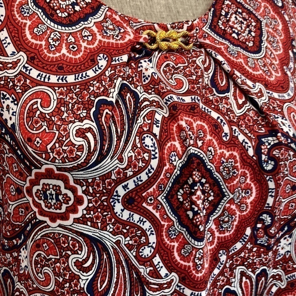 Studio Works Red Short Ruffle Sleeve Top Medium - Picture 4 of 12